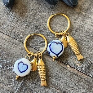 NEW Fish Cluster Charm Hoop Earrings